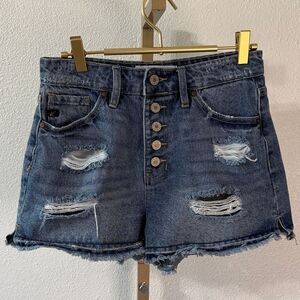 KanCan Dark Blue Distressed Jean Shorts- 5/26